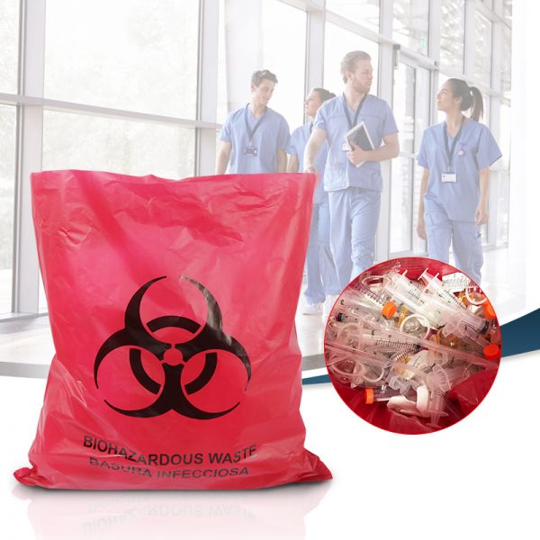 Custom size Plastic Disposable Biohazard Medical Waste Bag