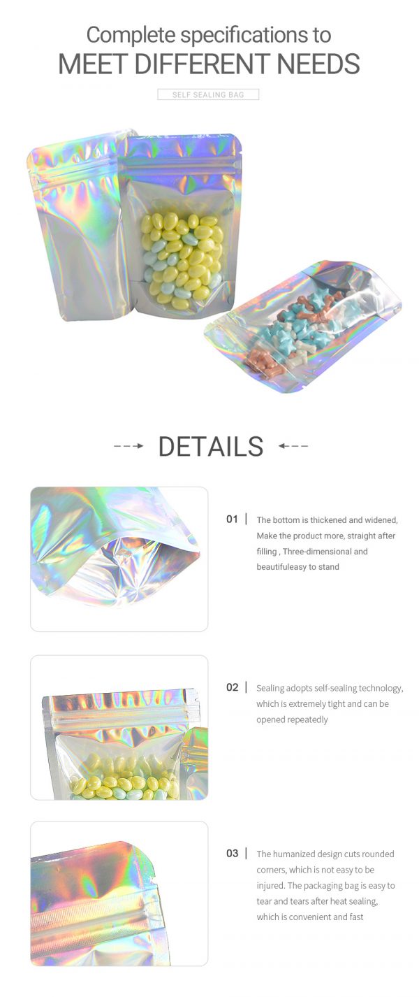 Laser Aluminum Foil Resealable Value Pack Stand Up Zip Lock Bag hologram Self Seal Zipper Plastic Pouches Bags - Image 3