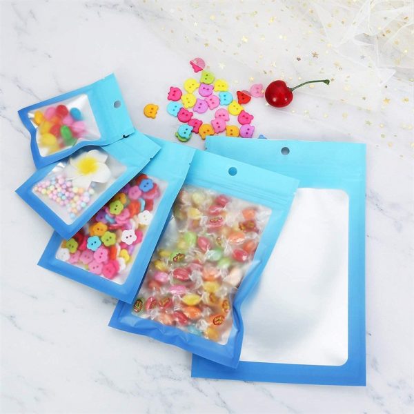 Colored Resealable Aluminium Foil Bags Gift Mylar Pouch With Clear Window For Food Storage bags