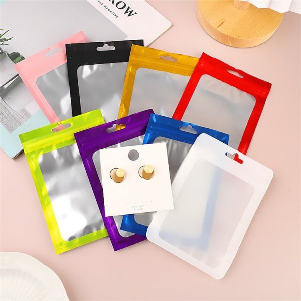 Matte Black Aluminum Foil Window Zip Lock Bags Resealable Nail Beauty Powder Socks Gloves X-mas Sexy Lingerie Hanging Pouches - Image 6