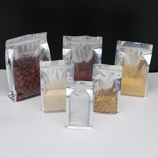 Aluminum Foil Zip Lock Bags High Quality Front Clear Plastic Food Pouches Tea Coffee Power Packaging Bag Eight Sides