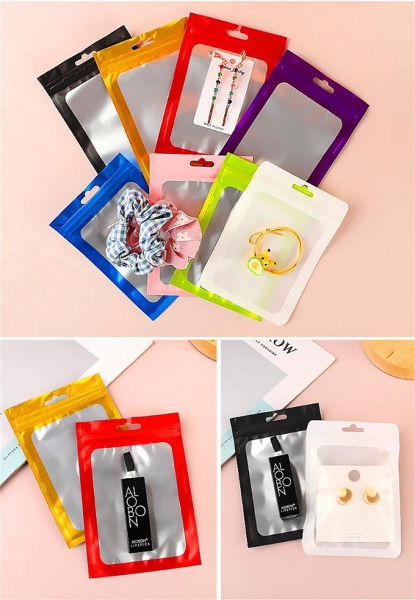 Matte Black Aluminum Foil Window Zip Lock Bags Resealable Nail Beauty Powder Socks Gloves X-mas Sexy Lingerie Hanging Pouches - Image 2