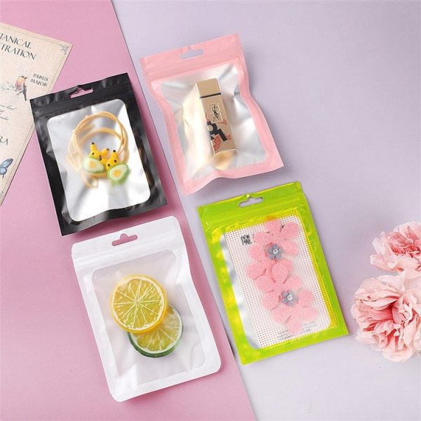 Matte Black Aluminum Foil Window Zip Lock Bags Resealable Nail Beauty Powder Socks Gloves X-mas Sexy Lingerie Hanging Pouches - Image 3