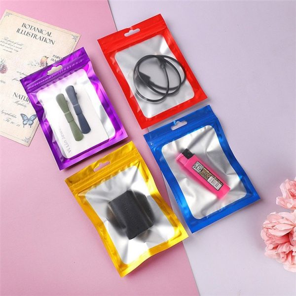 Matte Black Aluminum Foil Window Zip Lock Bags Resealable Nail Beauty Powder Socks Gloves X-mas Sexy Lingerie Hanging Pouches - Image 4