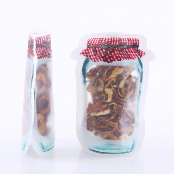 Food Seal Storage Bag Transparent Mason Jar Bottles Shaped Bags for Biscuit Cookies Snacks Food Containers Reusable Waterpr - Image 2