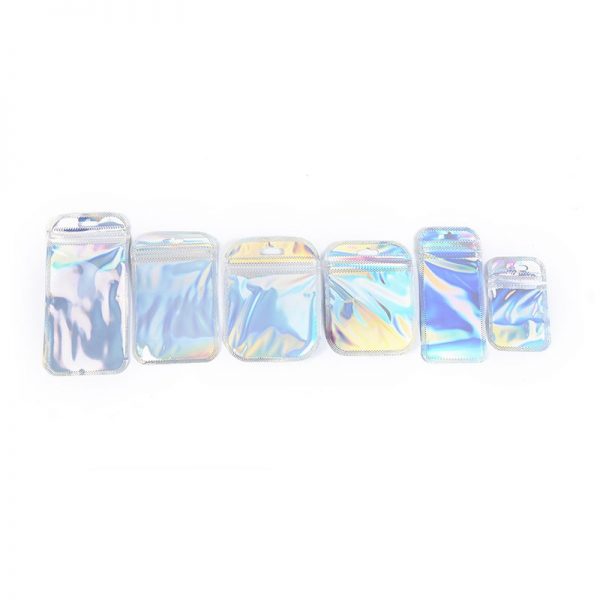 Flat Zip lock Bath Salt Cosmetic Bag One Side Clear Holographic Laser Mini Aluminum Foil Zip Lock Bags Thick - Image 4